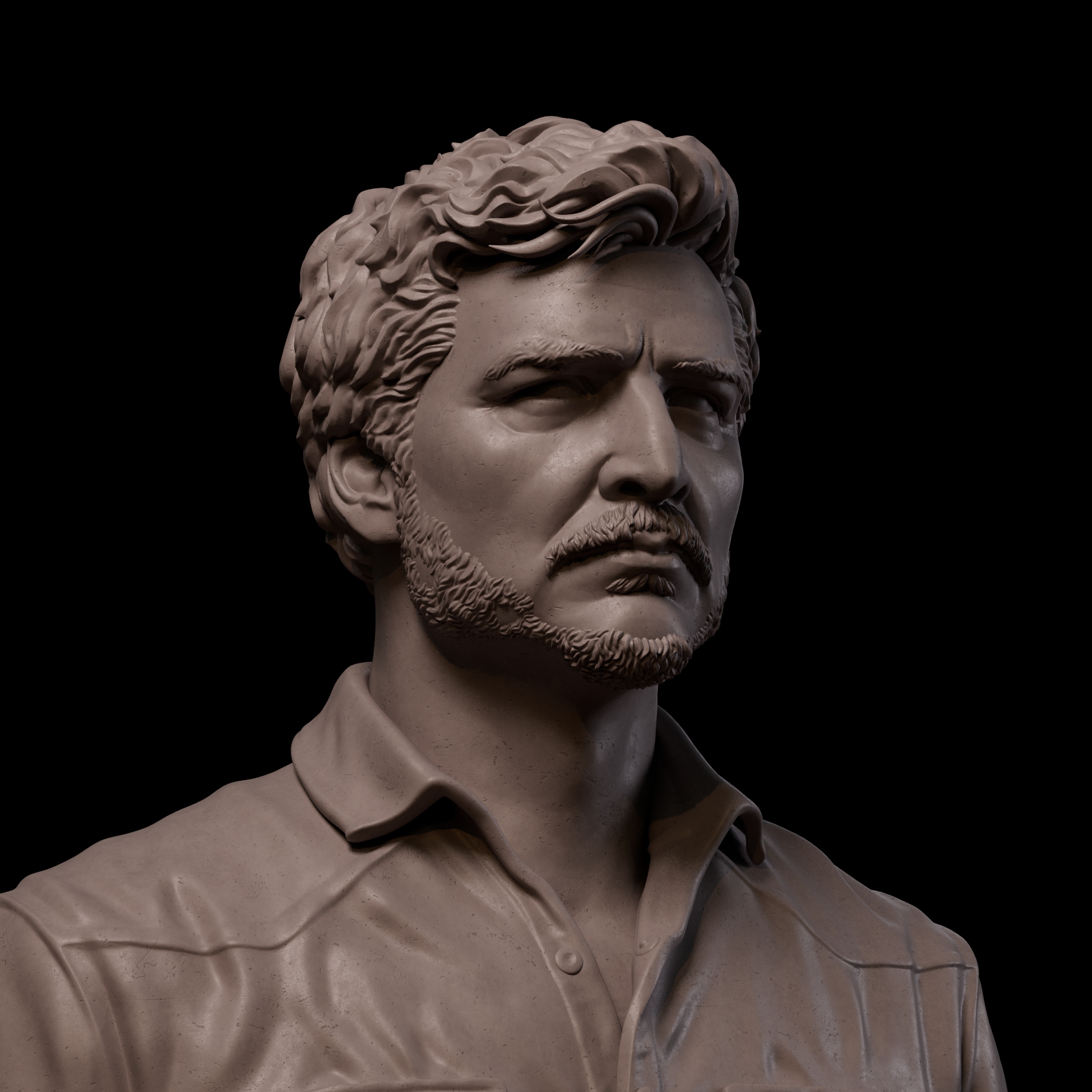 中年男性肖像四分之三侧面偏左,展示耳部与发际线细节